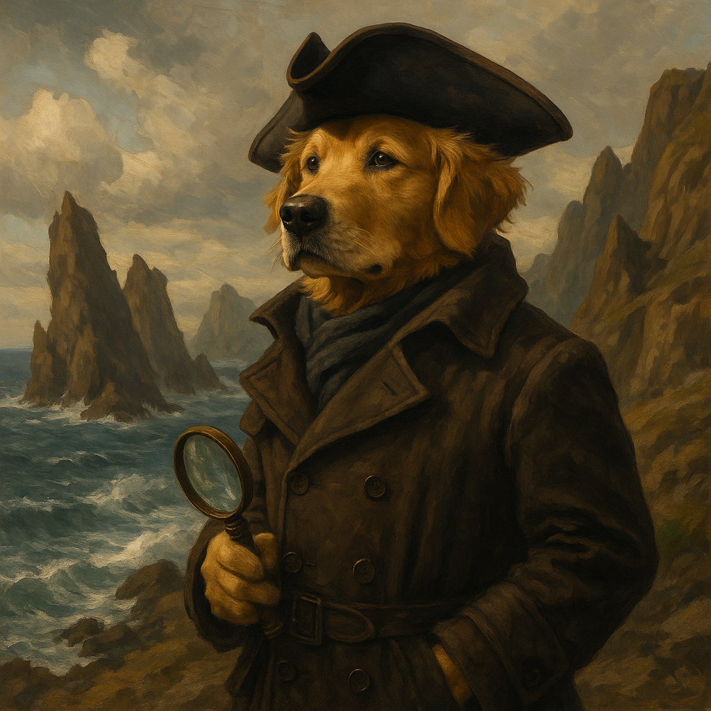 The salty breeze whipped through the jagged cliffs of the Seven Seras as Detective Woofbark golden retriever adjusted his tricorne hat His sharp eyes scanned the horizon where the infamous pirate Captain Blackfurr was rumored to hide his treasureand The salty breeze whipped through the jagged cliffs of the Seven Seras as Detective Woofbark golden retriever adjusted his tricorne hat His sharp eyes scanned the horizon where the infamous pirate Captain Blackfurr was rumored to hide his treasureand